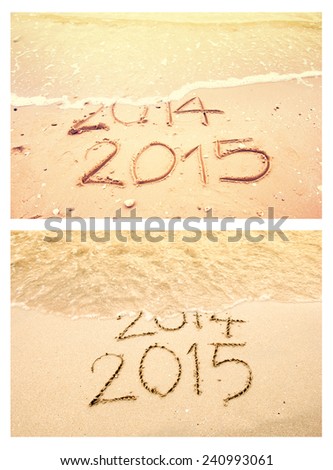 New Year 2015 Coming writing on the beach