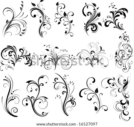 Flower Tatoos Floral Silhouette, Element For Design, Vector Tattoo