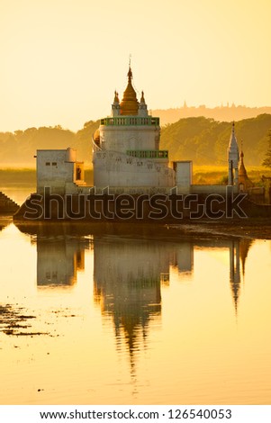 Buddhist temple near U bein bridge at Amarapura Mandalay Myanmar Buddhist temple near U bein bridge at Amarapura Mandalay Myanmar