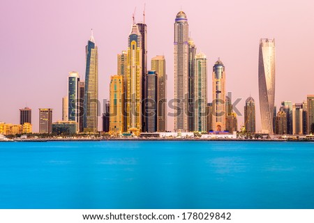 Skyscrapers in Dubai Marina. UAE