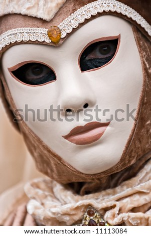 Brown elegant mask in Venice, Italy.