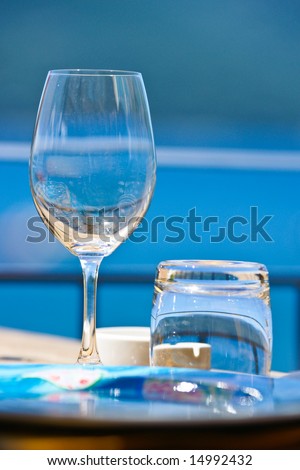 View of romantic table on the sea. Isle of Elba.