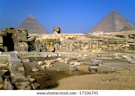 The Sphinx and the Pyramids, Giza, Egypt.