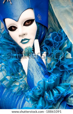 Beautiful blue mask in Venice, Italy.