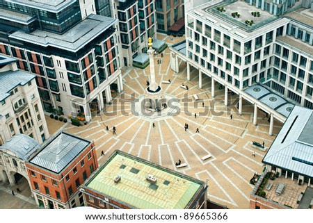 Paternoster Square, London. It is an urban development next to St Paul\'s Cathedral in the City of London, England