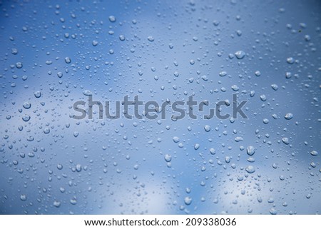 Beautiful raindrop background against cloudy blue sky background