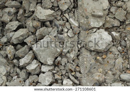 of a broken pile of gray concrete abstract background
