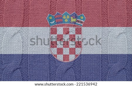 Croatia flag on wool texture