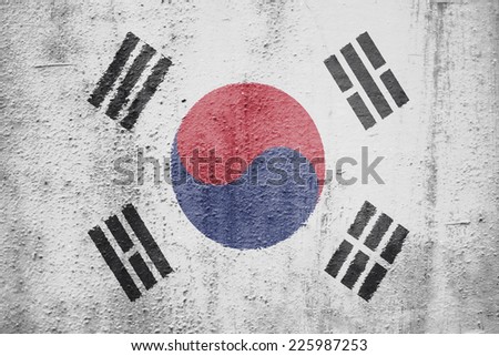 The concept of national flag on metal background: South Korea