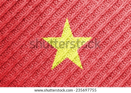 The concept of national flag on wool background: Vietnam