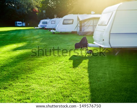 Travel Trailer Camping In A Morning Light