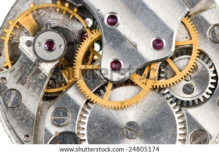 Detail of old wristwatch mechanism