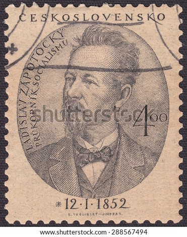 CZECHOSLOVAKIA - CIRCA 1952:stamp printed by Czechoslovakia , shows Zapotocky Ladislav-figure of the Czech workers \' movement,propagandist of Marxism in the Czech Republic, circa 1952