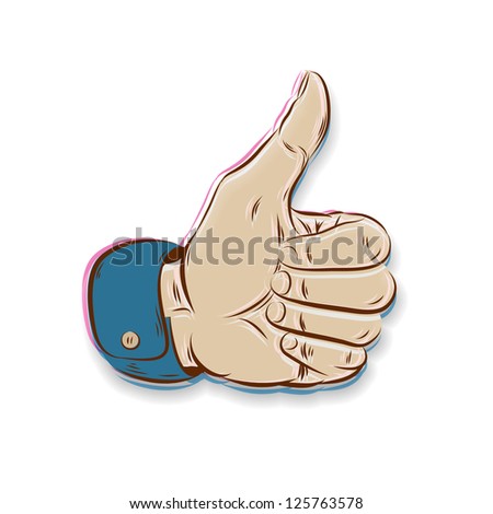 Thumbs Up Symbol Hand Drawn Isolated On White Stock Vector Illustration