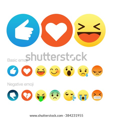 Set of cute smiley emoticons, emoji flat design, vector illustration.