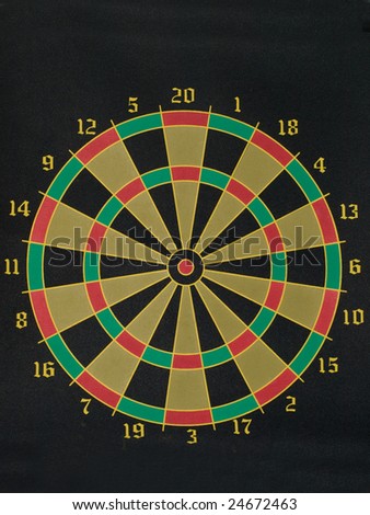 multicolored dart board with numbers around the outside