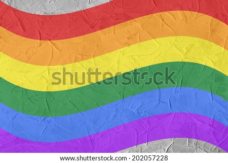 Gay and  LGBT rainbow flag pattern culture symbol. Handmade. Textured, made with acrylic paint and canvas. Waves