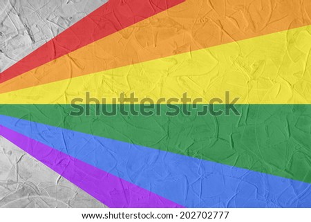 Gay and LGBT rainbow flag, culture symbol. Raster. Handmade textured background.