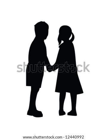 stock vector : Boy and Girl holding hands vector illustration
