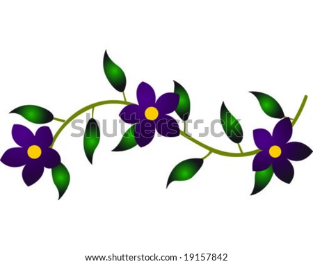 clip art flowers vines. stock vector : purple flower