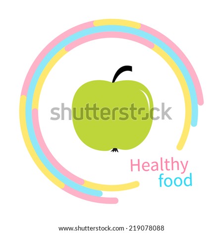 Green apple abstract round frame. Diet concept card. Healthy lifestyle. Flat design.