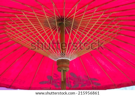 giant big red umbrella closeup