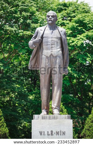 HANOI, VIETNAM - SEP 12, 2012: Monument (1982) to Vladimir Lenin in Hanoi city. Sculptor Tyurenkova. Statue was presented to Vietnam by communist party of USSR