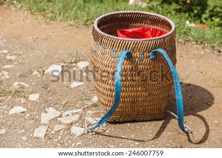 Typical traditional shoulder basket of ethnic minority people in North mountain area of Vietnam. Sapa