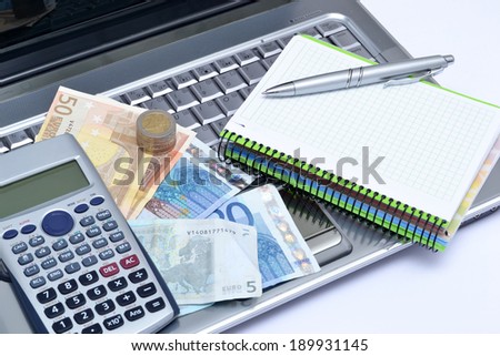 computer calculator and money