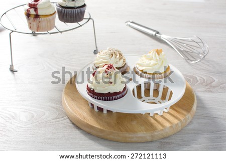 preparing cupcakes in the kitchen