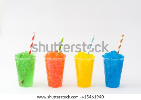 Colorful summer slushies isolated on white background