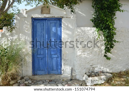 Old Greek House with blue door