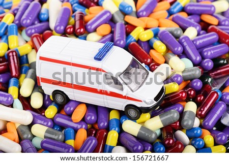 Ambulance car toy ride through tablets (Installation on the theme of modern medicine)