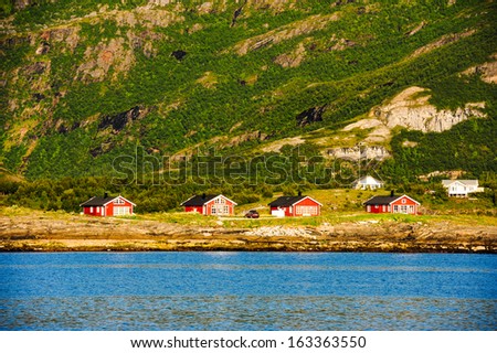 Four scandinavian houses near seaside in Norway