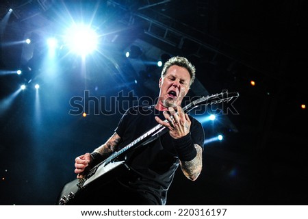 MOSCOW, RUSSIA - APRIL 24, 2010 - American rock band Metallica performing live at Olimpiysky stadium on April 24, 2010 in Moscow, Russia