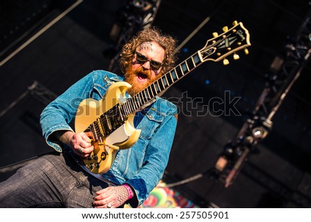 MOSCOW, RUSSIA - JUNE 29, 2014 - American heavy metal band Mastodon performing live at Park Live festival at at the National Exhibition Centre on June 29, 2014 in Moscow, Russia