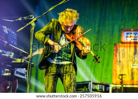 MOSCOW, RUSSIA - JUNE 29, 2014 - Breton musician Yann Tiersen performing live at Park Live festival at at the National Exhibition Centre on June 29, 2014 in Moscow, Russia