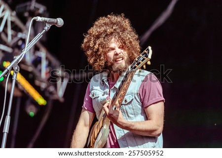 MOSCOW, RUSSIA - JUNE 29, 2014 - Australian hard rock band Wolfmother performing live at Park Live festival at at the National Exhibition Centre on June 29, 2014 in Moscow, Russia