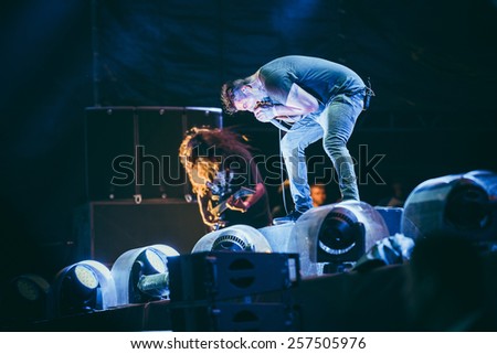 MOSCOW, RUSSIA - JUNE 29, 2014 - American alternative metal band Deftones performing live at Park Live festival at at the National Exhibition Centre on June 29, 2014 in Moscow, Russia