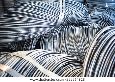 Rolls of aluminum metal fittings (steel armature). Heavy industry production