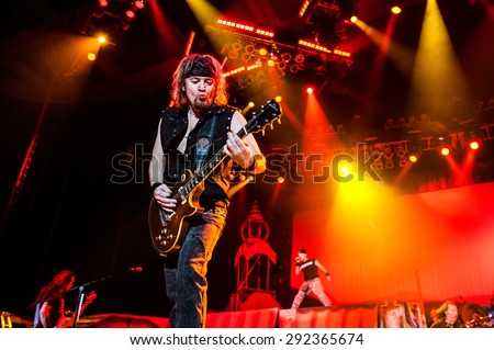 MOSCOW, RUSSIA - FEBRUARY 11, 2011: British heavy-metal band Iron Maiden performing live at 
Olimpiyskiy stadium in Moscow, Russia