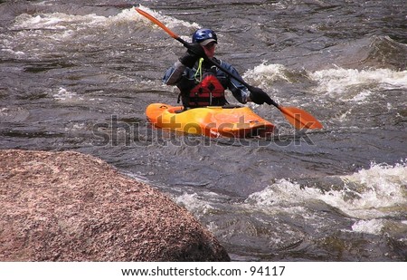 White water kayaking, Poudre Canyon, Colorado