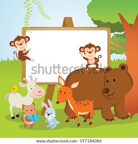 Fun animals school A Group of animals having lesson in the jungle Fun animals school A Group of animals having lesson in the jungle