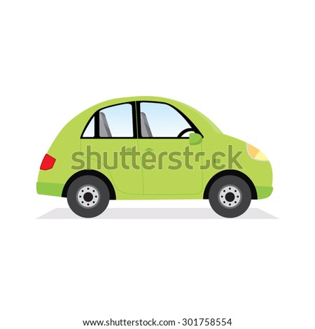 Green car isolated. Vector illustration of a green car.