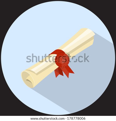 Diploma tied with red ribbon