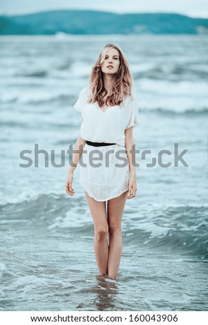 beautiful sensual girl in water portrait