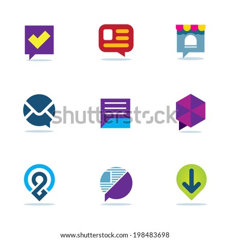 Bubble chat talk dialogue social network community logo icon set Bubble chat talk dialogue social network community logo icon set