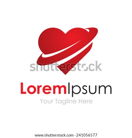 Love world red heart shape emotion business element icon logo