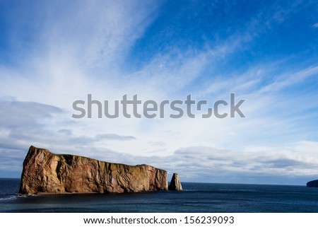 Perce rock in the Gulf of st Lawrence in Gaspe Quebec Canada