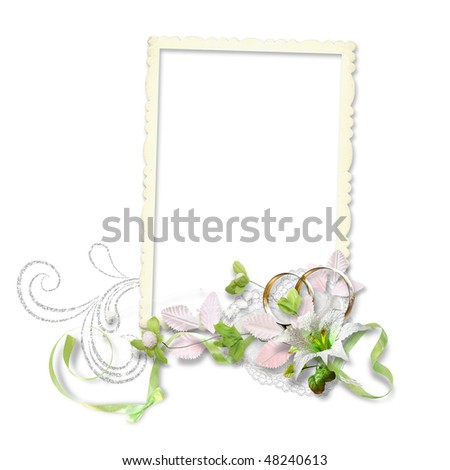 stock photo frame with wedding rings isolated on white background